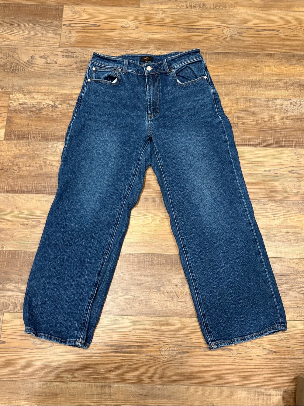 Quince Comfort Stretch High Rise Cropped Wide Leg Jeans Dark Blue, 31W